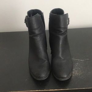 Black leather booties